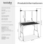 Tectake Trimmtisch mit Galgen und Schlingen, höhenverstellbar, klappbar, schwarz/silber. Ideal für die Hundefellpflege.