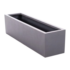 Moderner, rechteckiger Pflanzkübel aus grauem Fiberglas, 100x25x25cm. Ideal für Garten, Balkon & Terrasse.