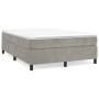 Hellgraues vidaXL Boxspringbett 140x200 cm mit Matratze und Samtbezug.
