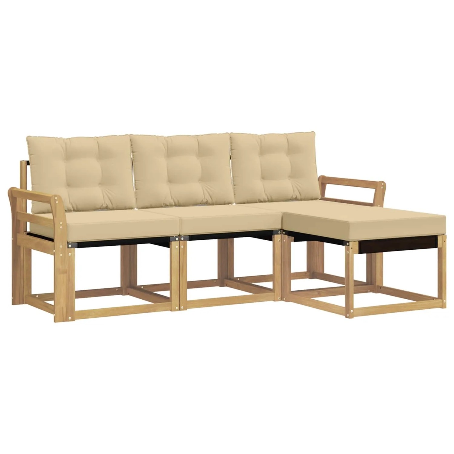vidaXL Outdoor-Sofagarnitur mit Kissen 4-Tlg Weiß und Beige 3389359