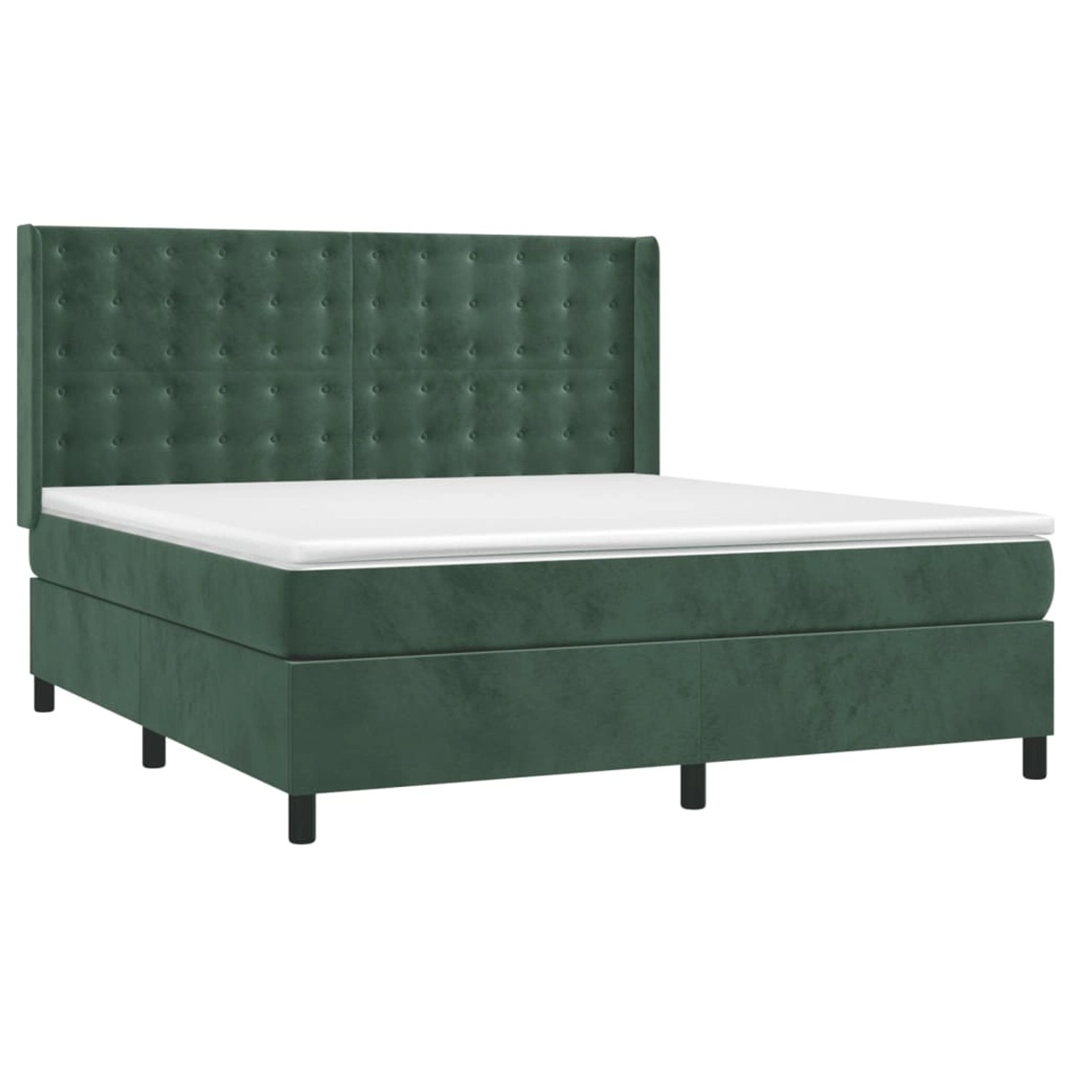 vidaXL Boxspringbett mit Matratze & LED Dunkelgrün 180x200 cm Samt 3139820 günstig online kaufen