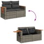 Graue 5-tlg. vidaXL Garten-Sofagarnitur aus Rattan mit Kissen und Stauraum.
