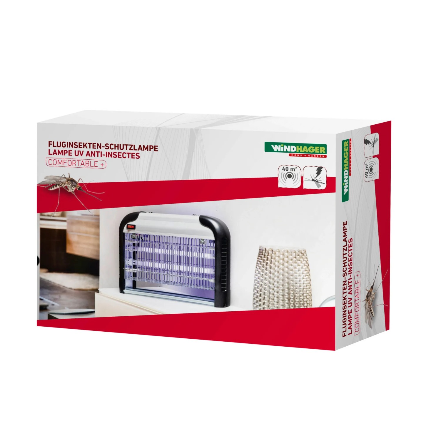 Verpackung der Windhager Fluginsekten-Schutzlampe Comfortable 2 x 8 W.