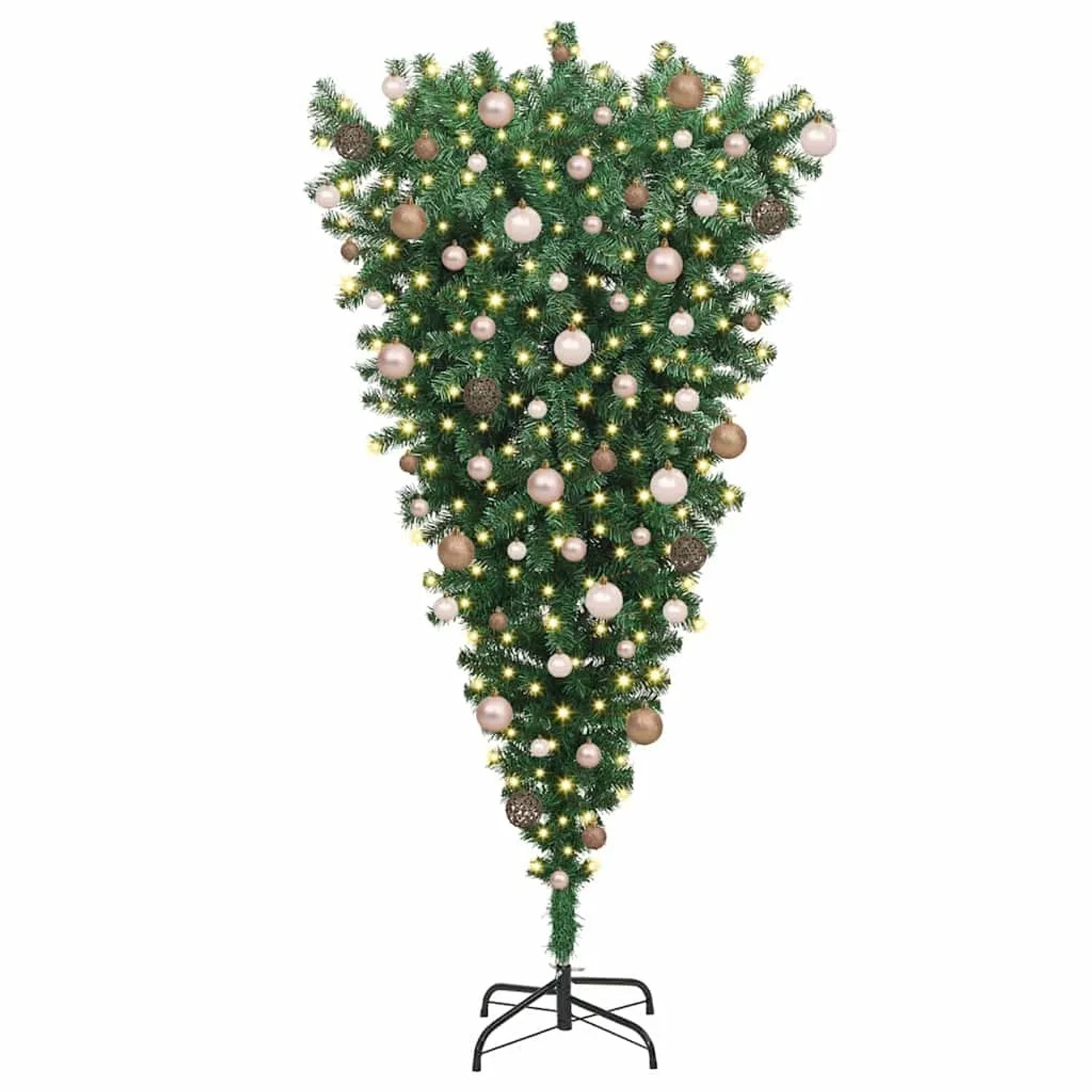 vidaXL Umgedrehter Künstlicher Vorbeleuchteter Weihnachtsbaum mit Ball-Set 3396862