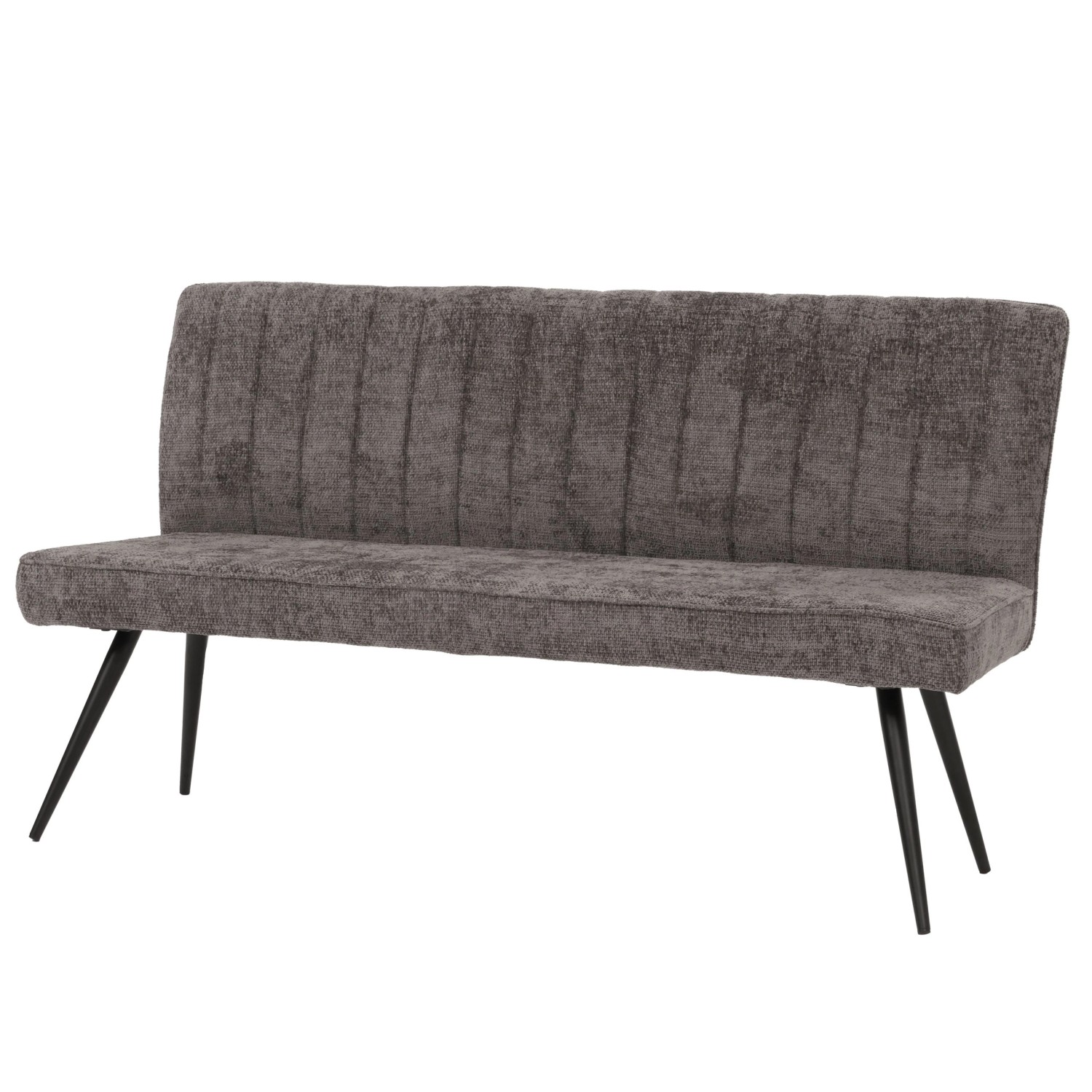 BERLINLODGE Sitzbank 90x160x60cm Sitzhöhe 48cm Rückenlehne Stoff/Textil Chenille Metall 160cm Grau-Braun