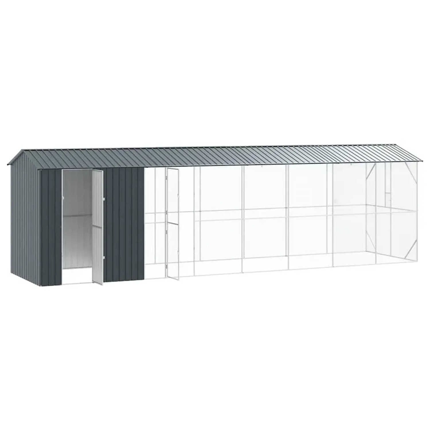 vidaXL Vogelkäfig Anthrazit 860 x 208 x 247 cm Verzinkter Stahl 3325155_4