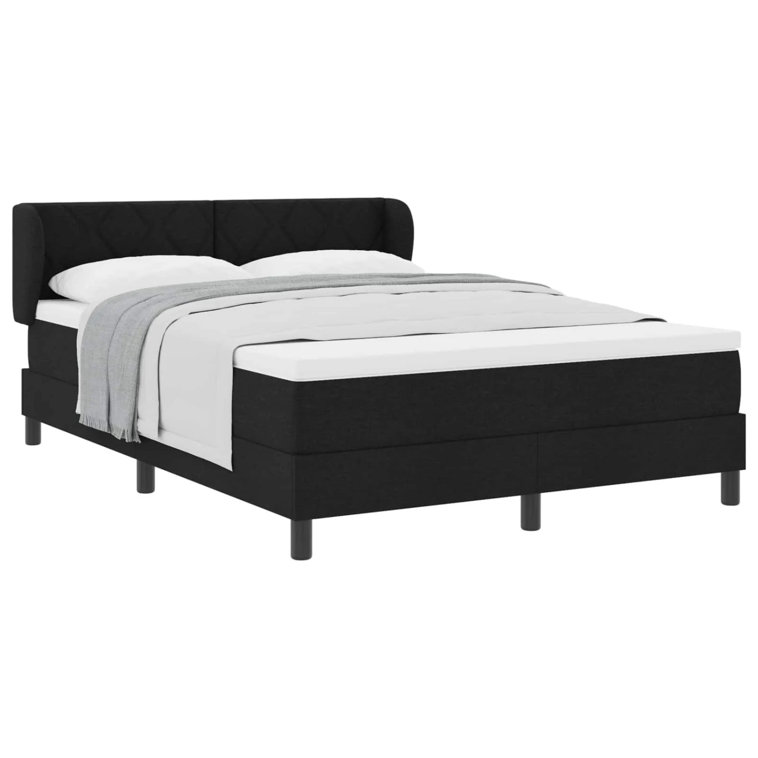 vidaXL Boxspringbett mit Matratze Schwarz 160 x 200 cm Stoff 3340096