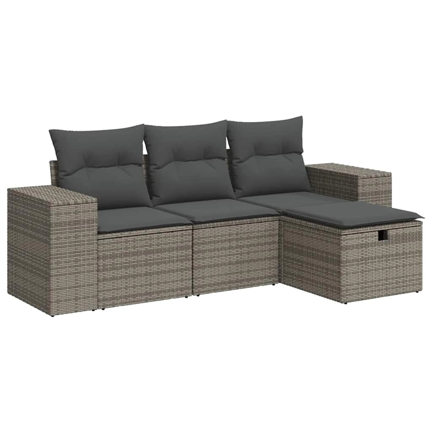 vidaXL 4-Tlg Garten-Sofagarnitur mit Kissen Grau Poly Rattan 3325656 günstig online kaufen