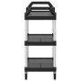 Schwarzer vidaXL Rollwagen mit 3 Etagen, Aluminiumgestell, ideal als Bürocontainer oder Servierwagen.