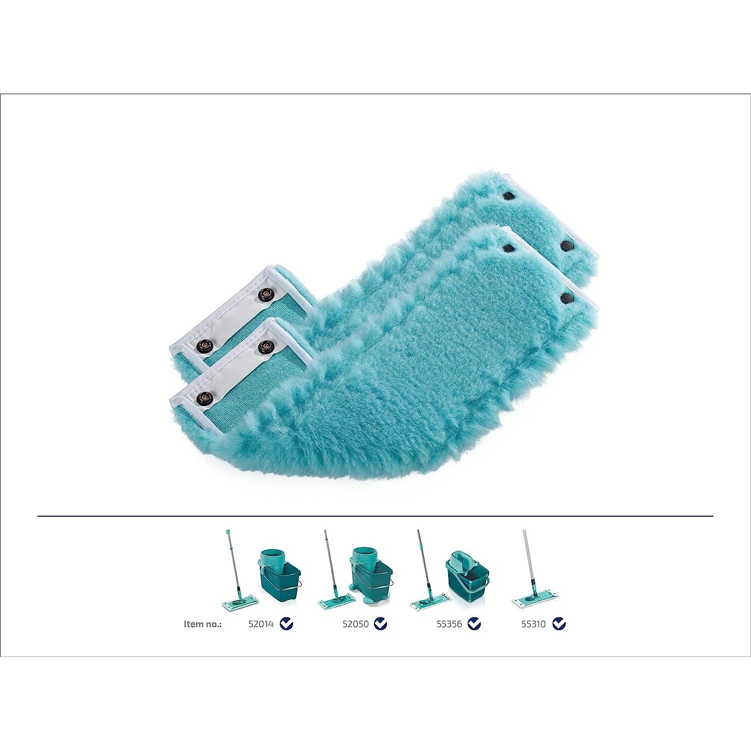 Leifheit Wischbezug Set, 2 Stück, türkis, für CLEAN TWIST M, zum Staubwischen.