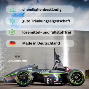 Rennwagen, hergestellt mit DD Composite Epoxidharz, chemikalienbeständig, lösemittel- und füllstofffrei.