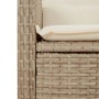 Detailansicht: Beige Poly Rattan Gartenstuhl mit cremeweißem Kissen aus der vidaXL 9-tlg Essgruppe.