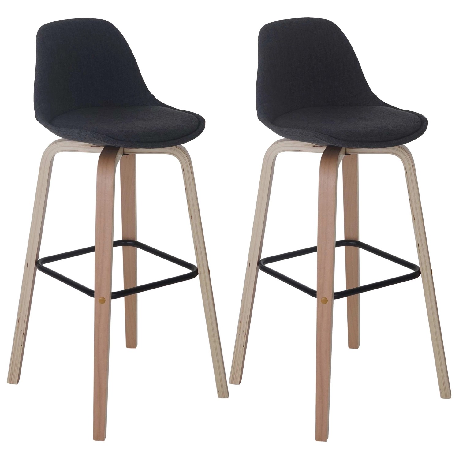 PROREGAL 2er-Set Barhocker Mit Lehne Einfach Sitzhöhe 76cm Textil Dunkelgra günstig online kaufen