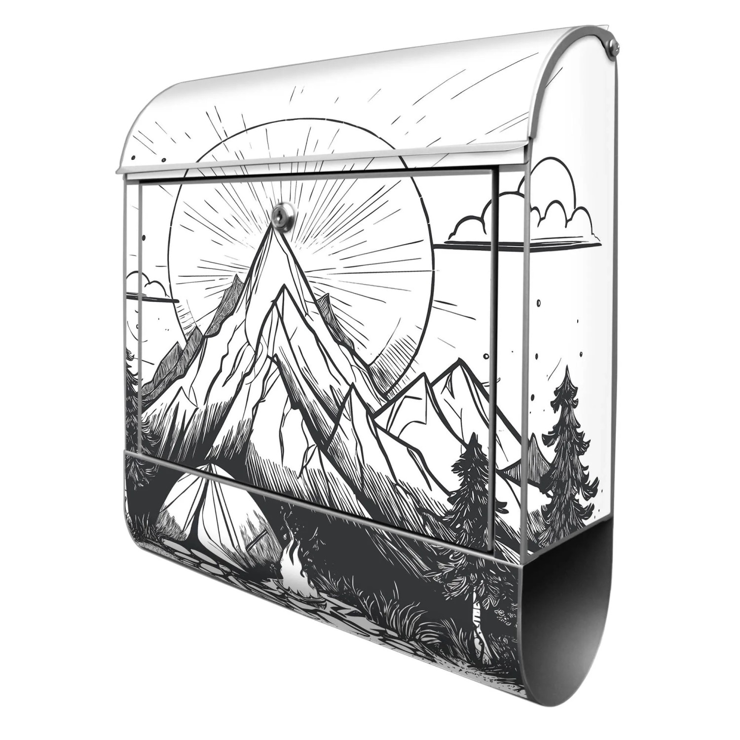 Banjado Design Briefkasten Silber Pulverbeschichtet 39x47x14cm 2 Schlüssel günstig online kaufen