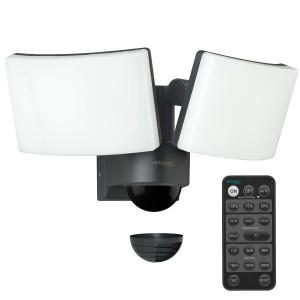 Oktaplex Cali Dos LED Außenstrahler mit Bewegungsmelder und Fernbedienung IP65 Warmweiß mit Master Funktion Anthrazit