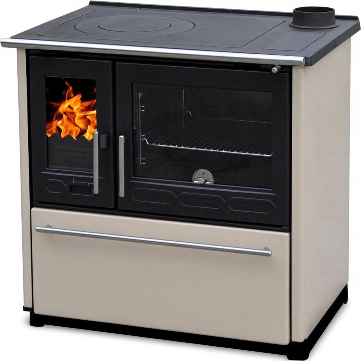 Plamen Küchenofen Holzherd 850 Glas Creme Rechte Version und 8 kW günstig online kaufen