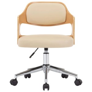vidaXL Drehbare Esszimmerstühle 4 Stk Creme Bugholz und Kunstleder 3054933