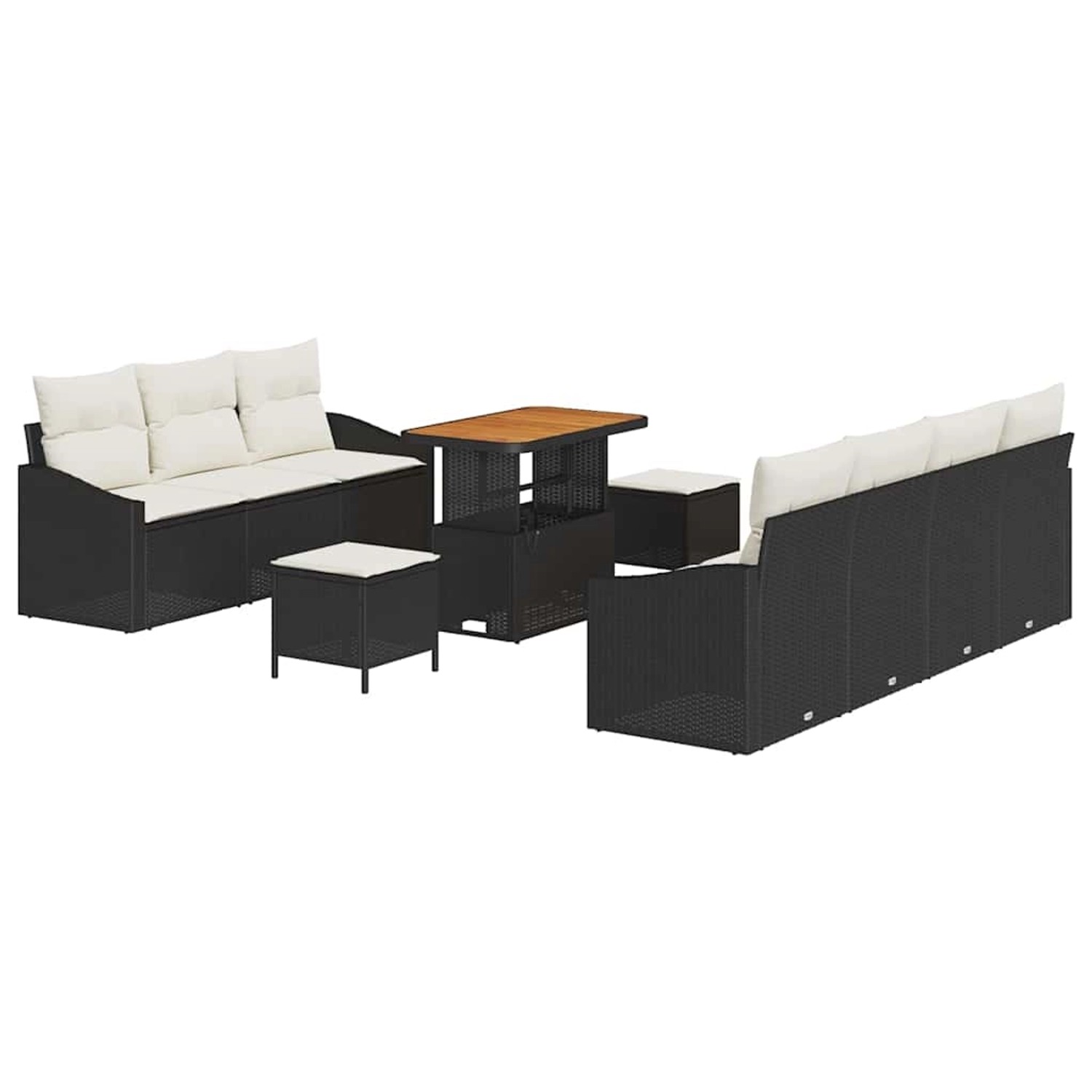 vidaXL Garten-Sofa-Set mit Kissen 10-Tlg Schwarz Poly Rattan 3362620 günstig online kaufen
