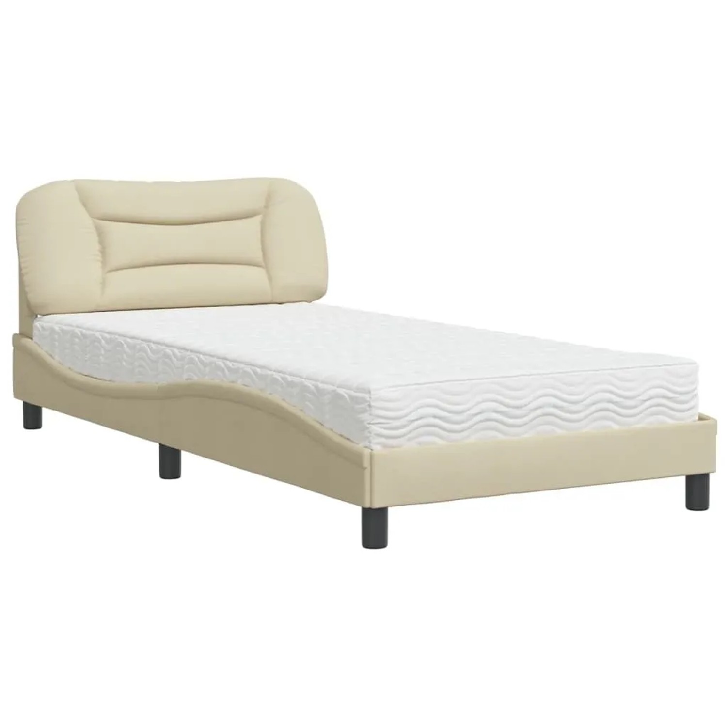 vidaXL Bett mit Matratze Creme 100x200 cm Stoff 3208518
