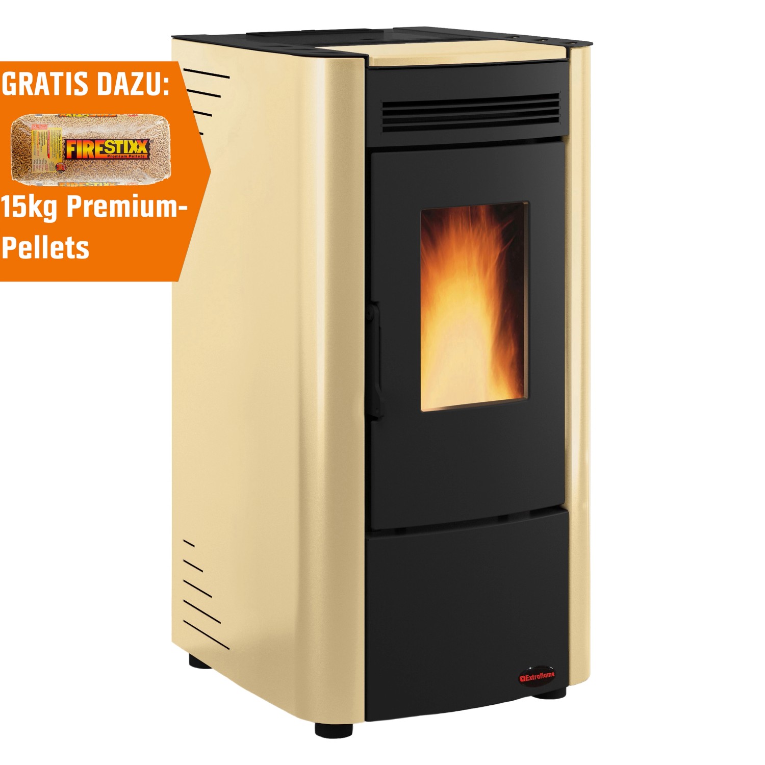 Extraflame Pelletofen Ketty Stahl Pergamena 2,4 kW - 6,3 kW EEK: A+