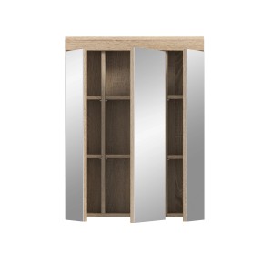 Hängeschrank mit Spiegel, 60x79x18 cm, Sonoma Eiche hell, für Bad-Einbauschränke.