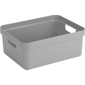 Graue Sunware Aufbewahrungsbox Sigma Home, 24 l, mit Griffen. Ideal zur Aufbewahrung und zum Stapeln.