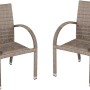2er-Set Garden Pleasure Stapelstühle Modesto in Sand: Gartenstühle mit Aluminiumgestell und Kunststoffgeflecht.