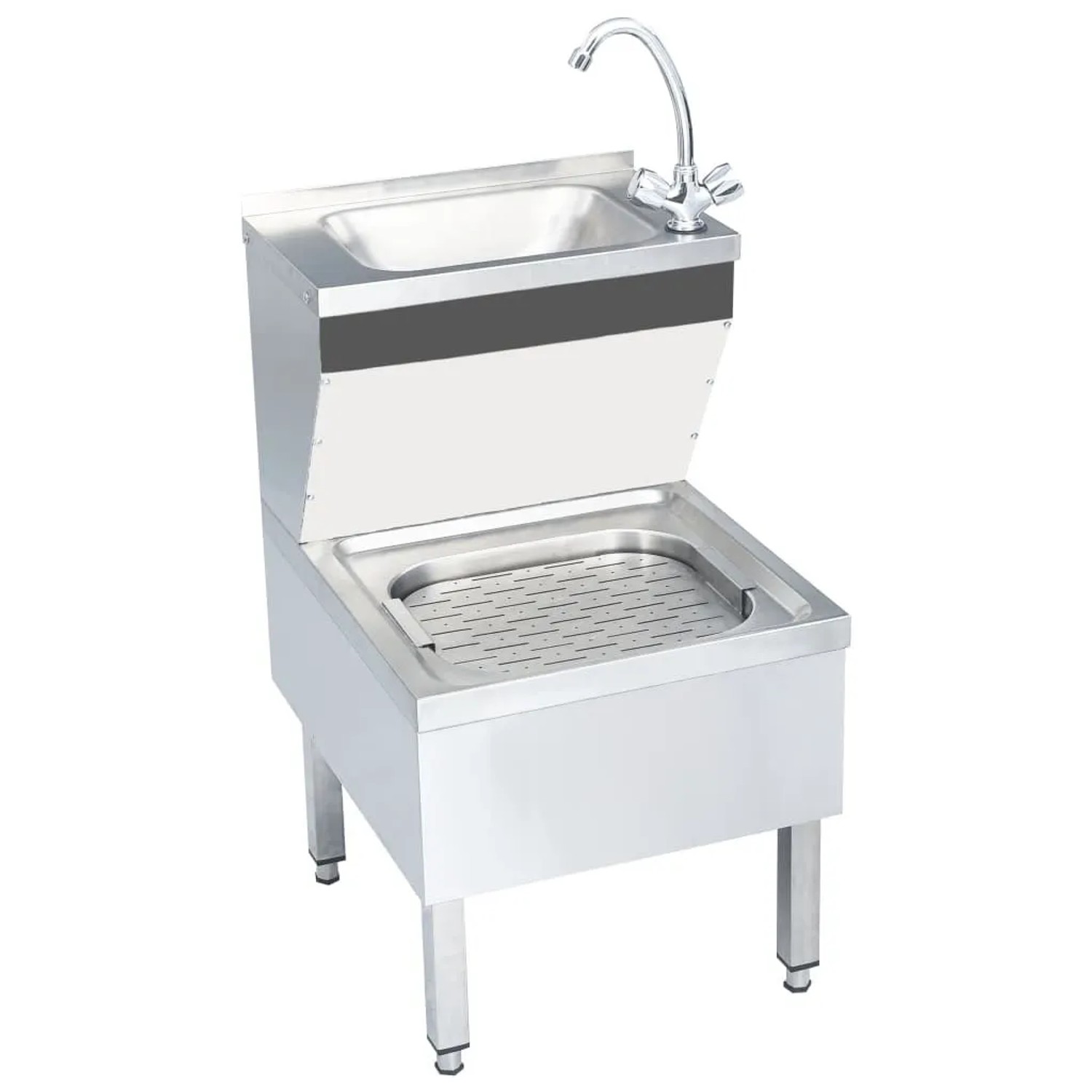 vidaXL Gastro-Handwaschbecken mit Wasserhahn Freistehend Edelstahl 51116