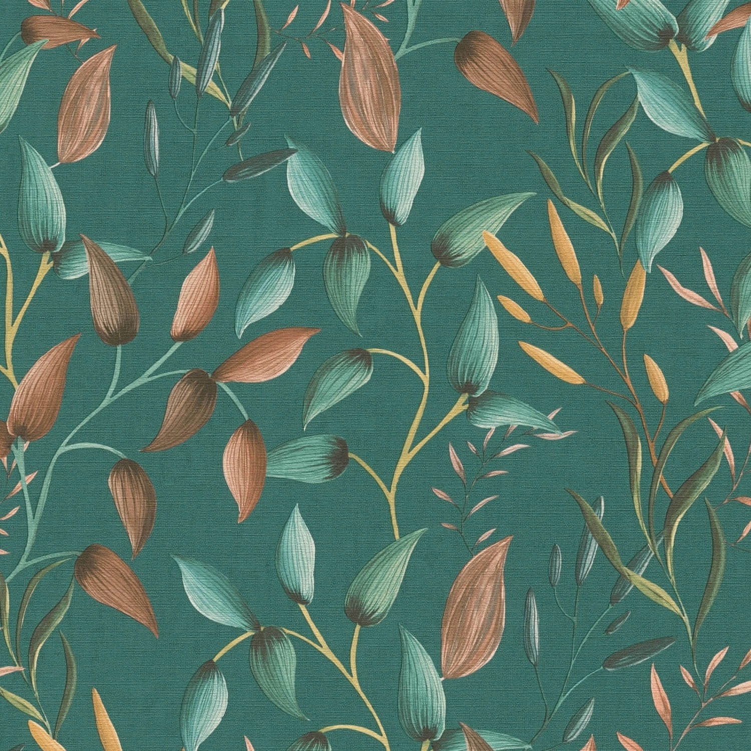 PROFHOME 397454-GU Landhaus Tapete Floral Matt Grün Petrol Orange Gelb 0,53 günstig online kaufen