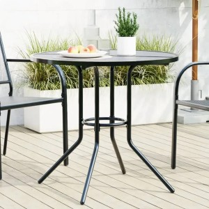 Runder, anthrazitfarbener Terrassentisch aus pulverbeschichtetem Stahl von vidaXL. Gartentisch für Balkon und Terrasse.