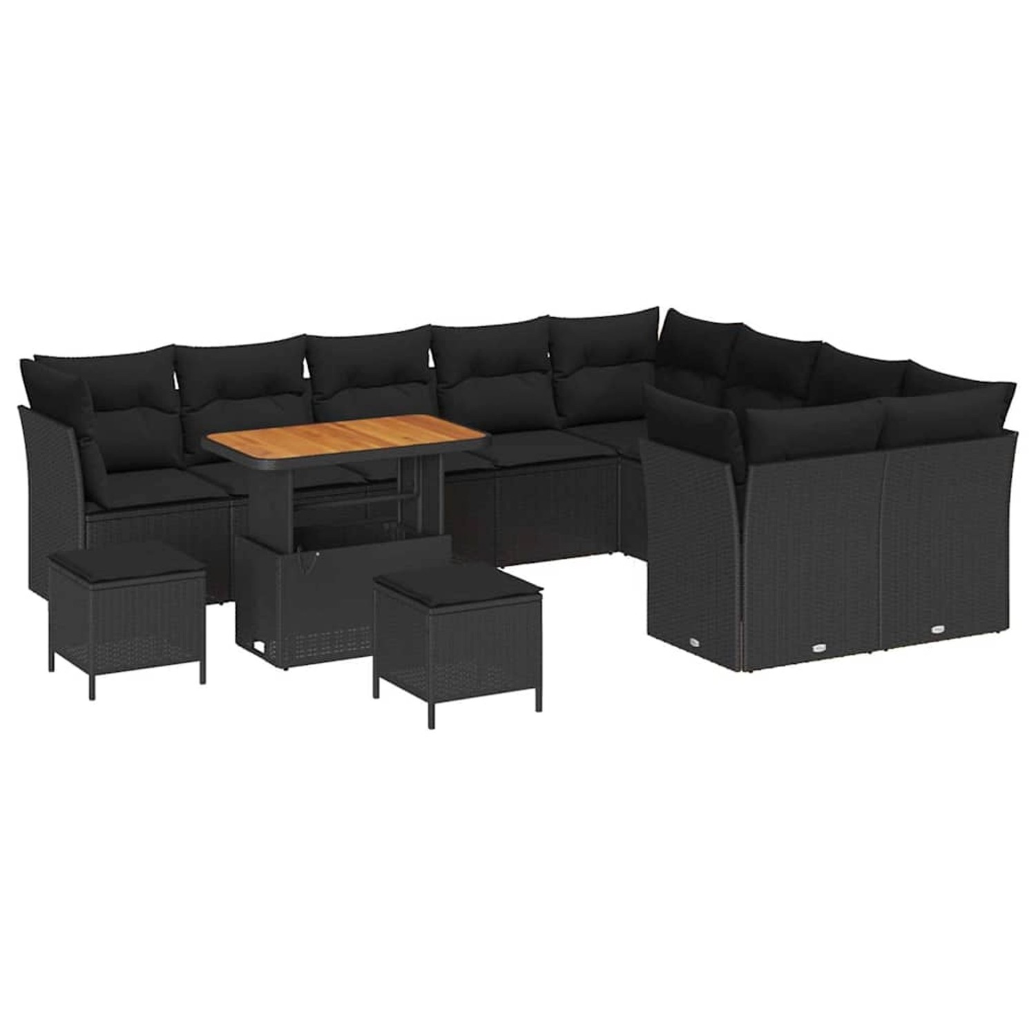 vidaXL Garten-Sofa-Set 12-Tlg Schwarz Poly Rattan 3361524 günstig online kaufen