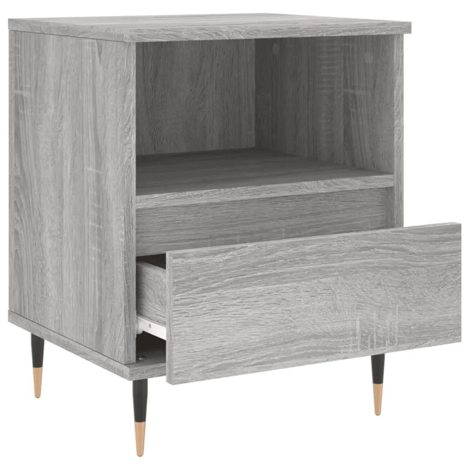 Grauer Nachttisch (2 Stk.) im Sonoma-Design mit Schublade und Ablagefach.