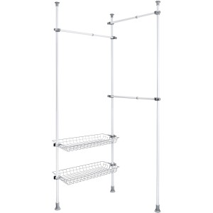 Wenko Teleskop-System Herkules Duo: flexibles Schranksystem mit Stangen und Körben.