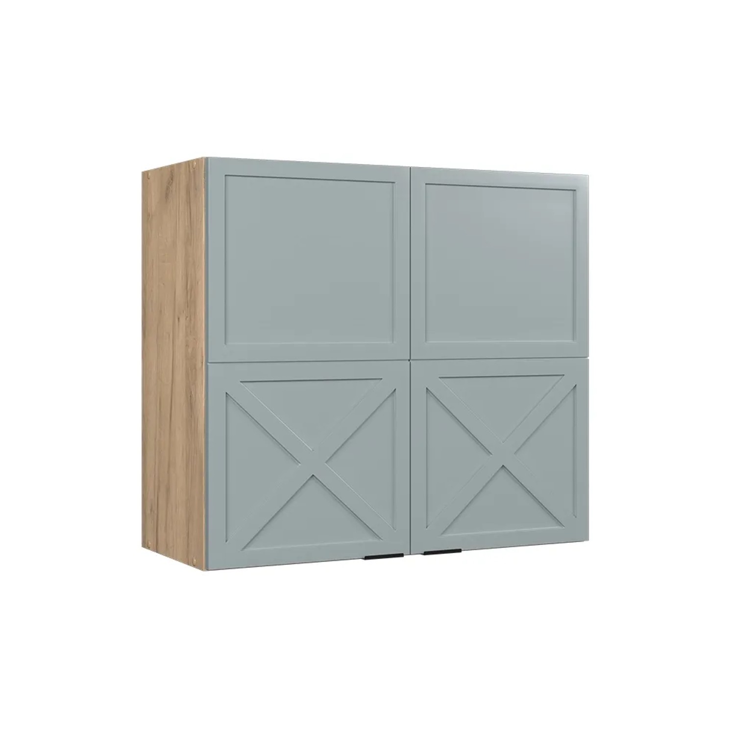 Vicco Hängeschrank Fame-Line Glashängeschrank Hellblau-grau 80 cm mit Goldkraft Eiche Korpus