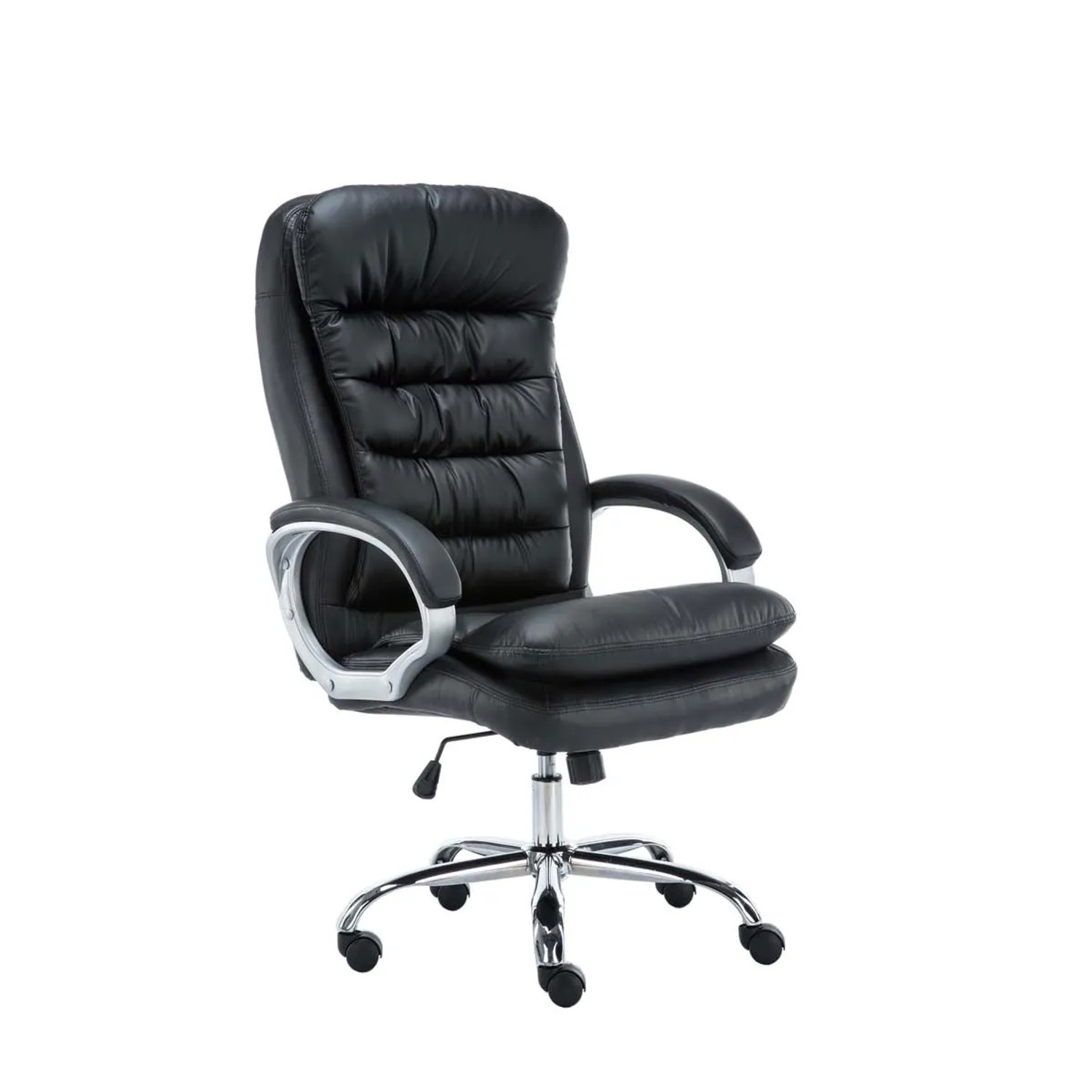 DELUKE Bürostuhl SOUK 116x68x77 Schwarz Kunstleder Metall In Chromoptik Gestell Ergonomische Bürostühle Homeoffice Stuhl