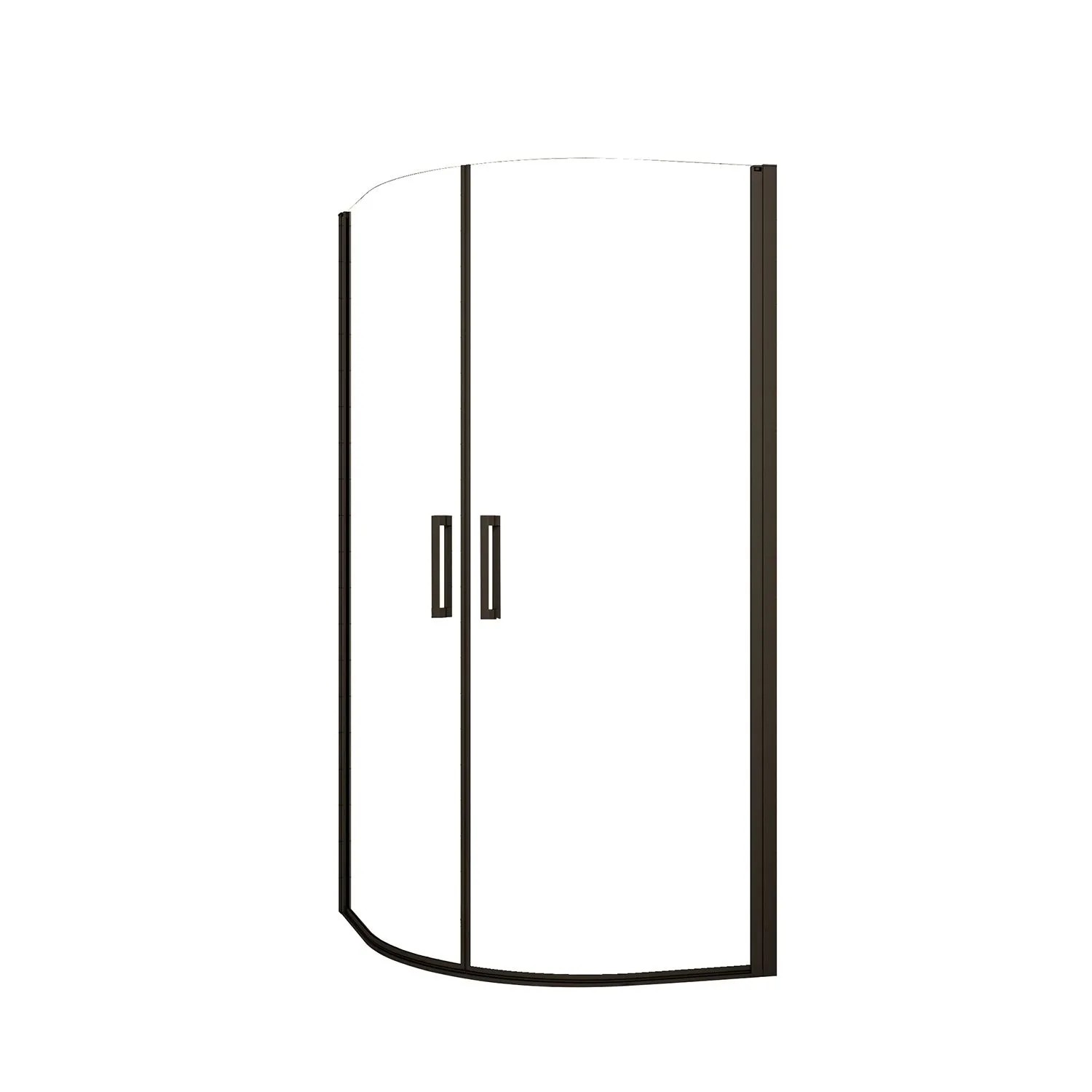 AICA Schwarze Rundduschkabine 90x90cm Höhe 195cm Drehtür Dusche Viertelkreis Duschkabine 6 mm ESG Sicherheitsglas