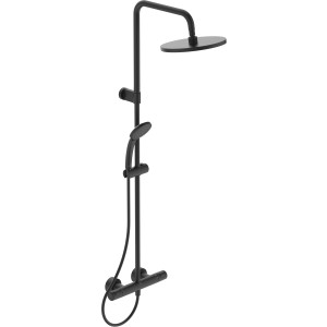 Ideal Standard Duschsystem Ceratherm T25 in Schwarz mit Kopf- und Handbrause.