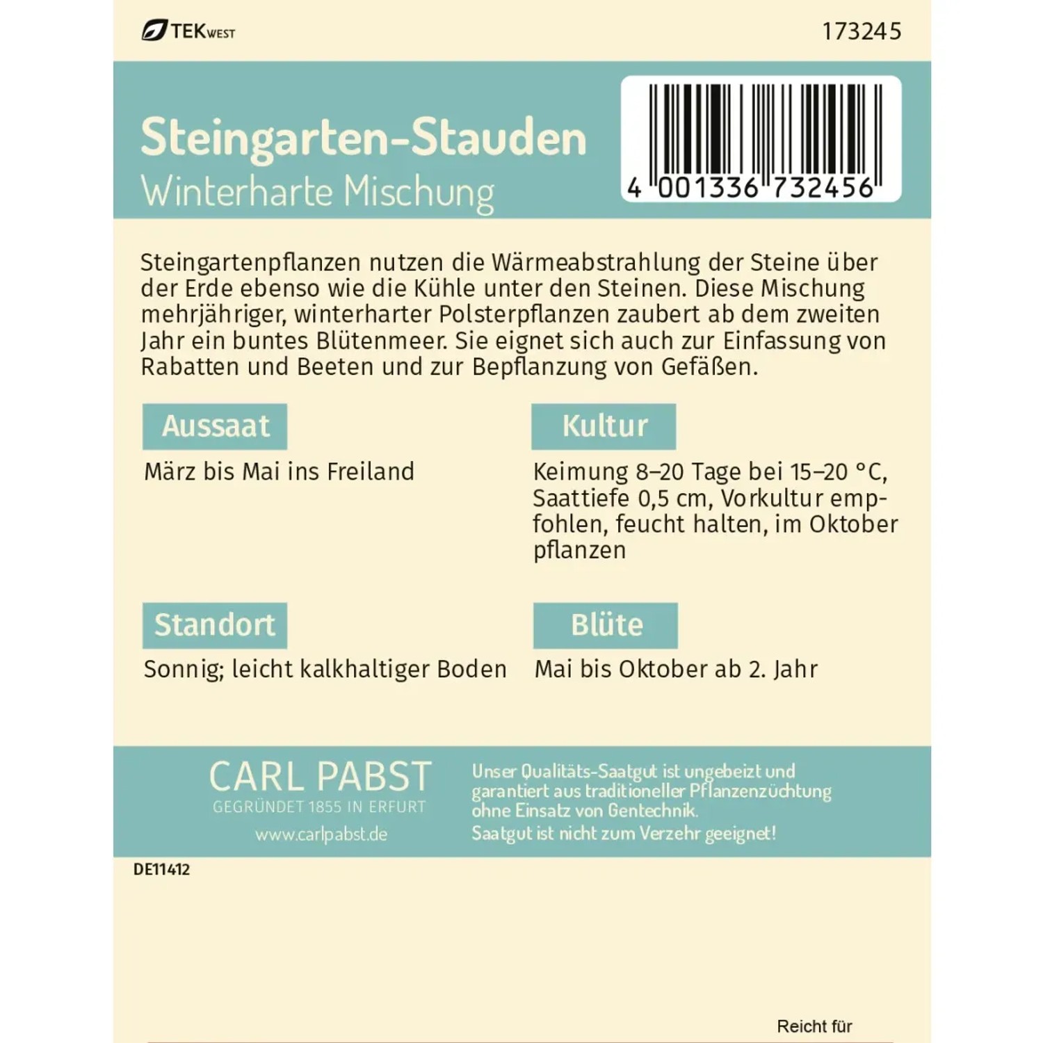 Pabst Keimkraft Steingarten-Stauden, winterharte Mischung Saatgut für ca. 100 Pflanzen.