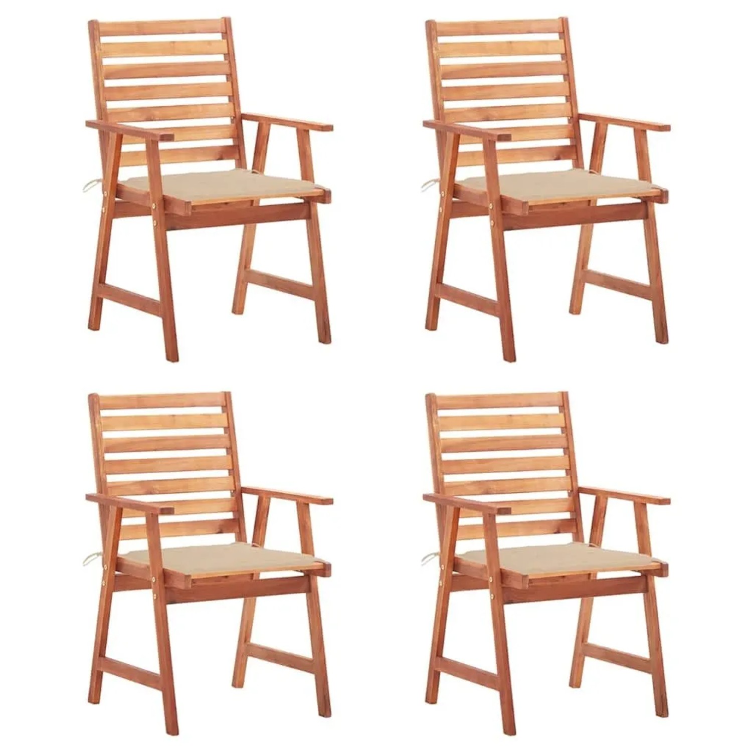 vidaXL Garten-Essstühle 4 Stk mit Kissen Massivholz Akazie 3078323