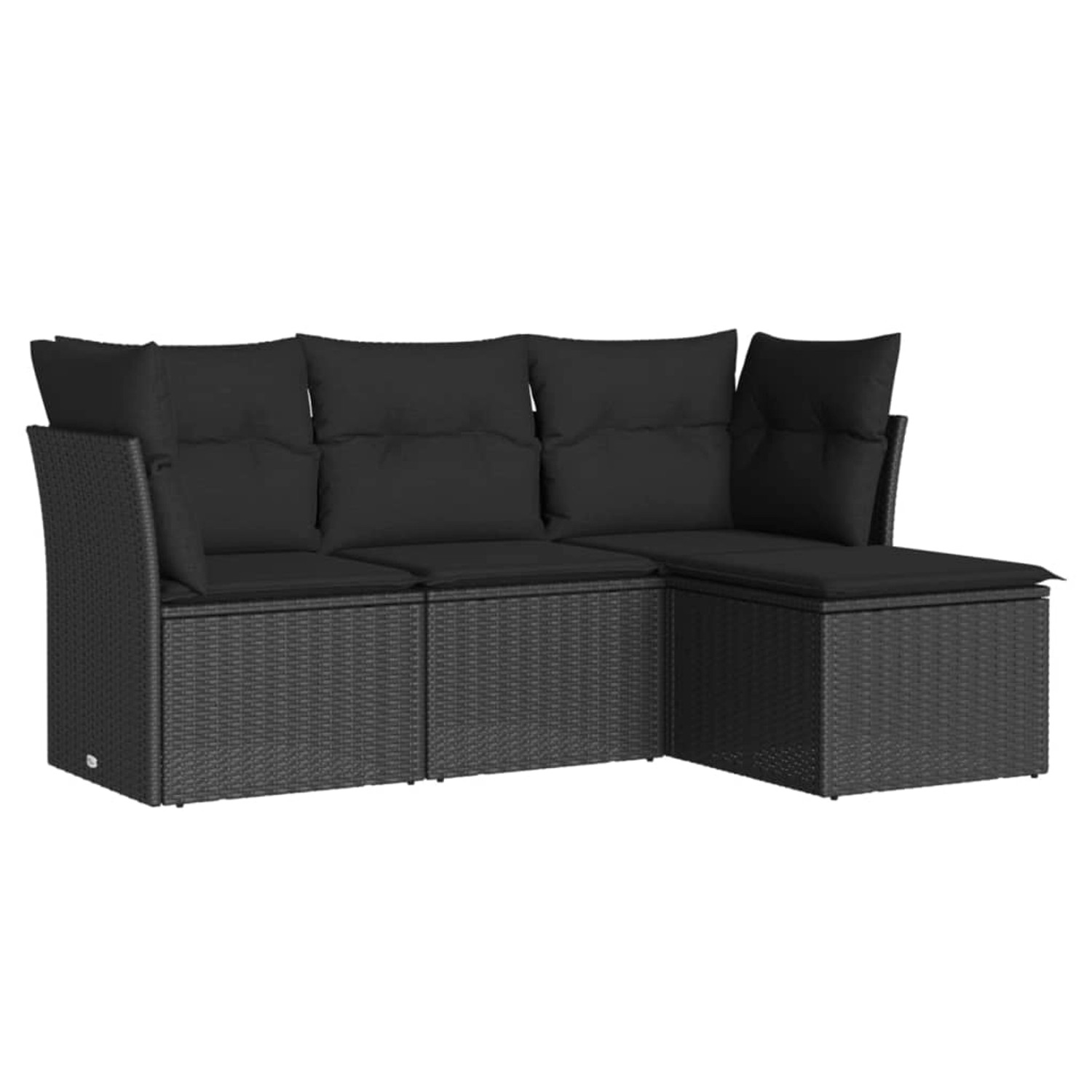 vidaXL 4-tlg Garten-Sofagarnitur mit Kissen Schwarz Poly Rattan Modell 17