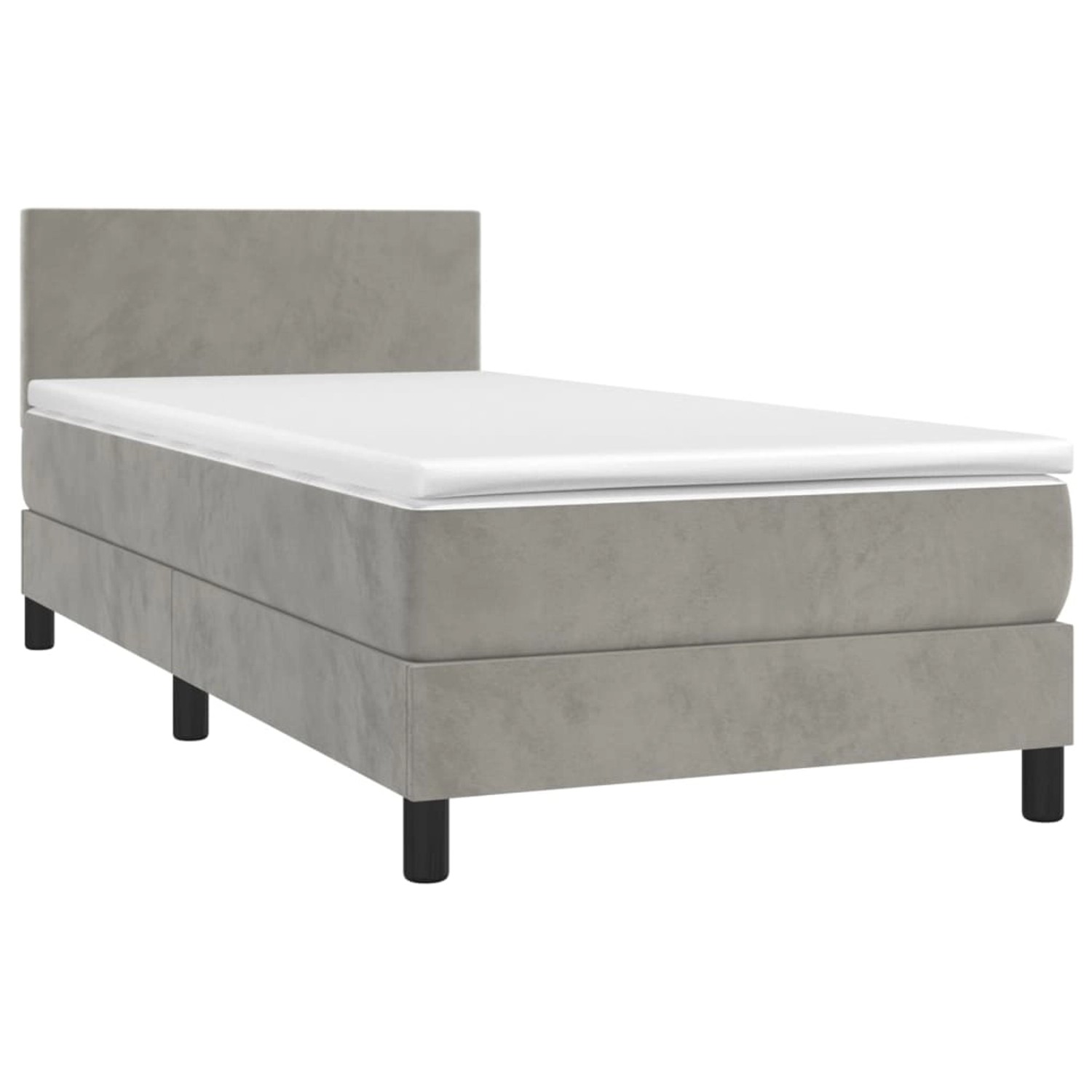 vidaXL Boxspringbett mit Matratze & LED Hellgrau 90x190 cm Samt 3134255 günstig online kaufen
