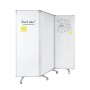 Dreiteilige, magnetische KARAT Mobile Trennwand/Whiteboard (180x180 cm) mit Rollen.