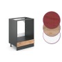 Vicco Herdumbauschrank R-Line, Eiche/Anthrazit, 60 cm. Küchenschrank für Einbauherd mit Farbvarianten.