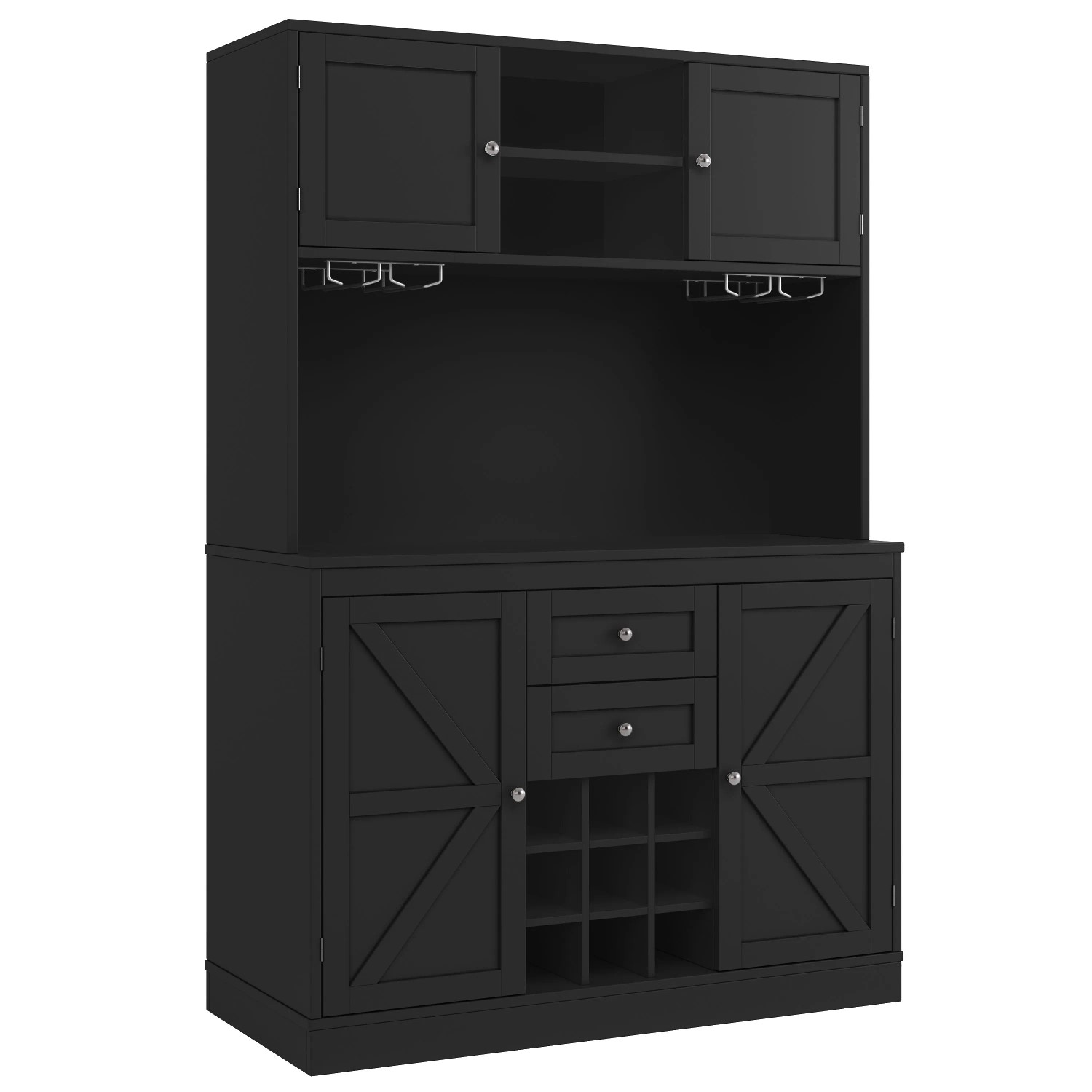 okwish Küchenschrank mit Ablagen Weinregal Küche 120x40x188cm Schwarz