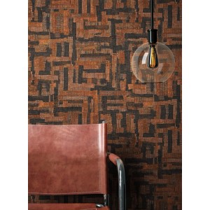 Newroom Vliestapete Josip Black Grafik Modern: Tapete in Schwarz-Braun mit grafischem Muster und Textil-Optik.