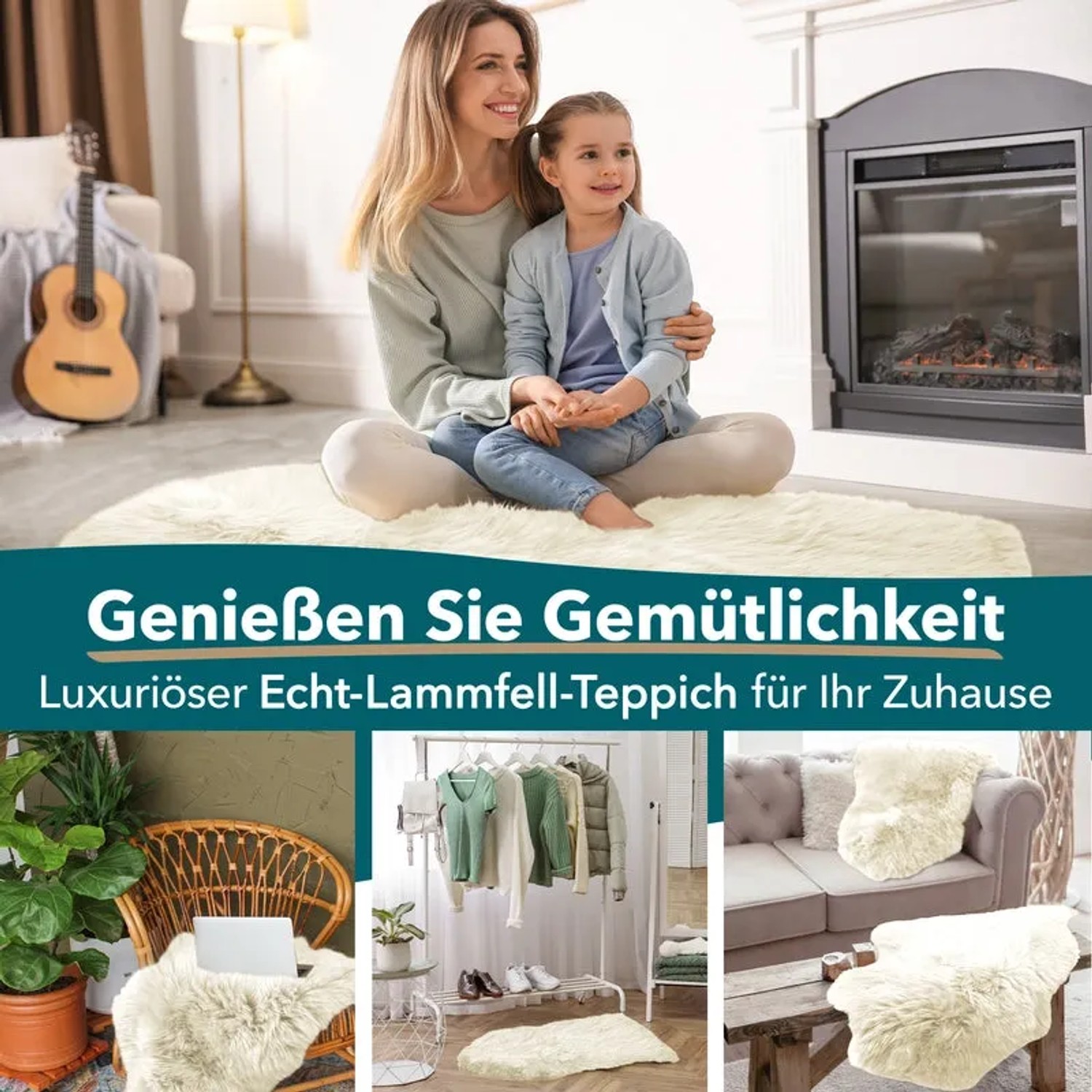 KARAT Schaffell Audrey in Ivory: Natürliches Lammfell als Teppich oder Deko.