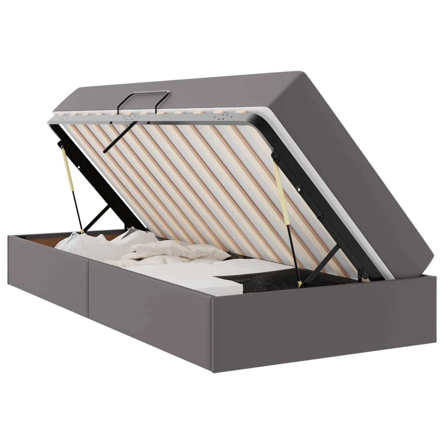 vidaXL Aufbewahrungsbett mit Matratze 2 Stk Grau Leder 3399594