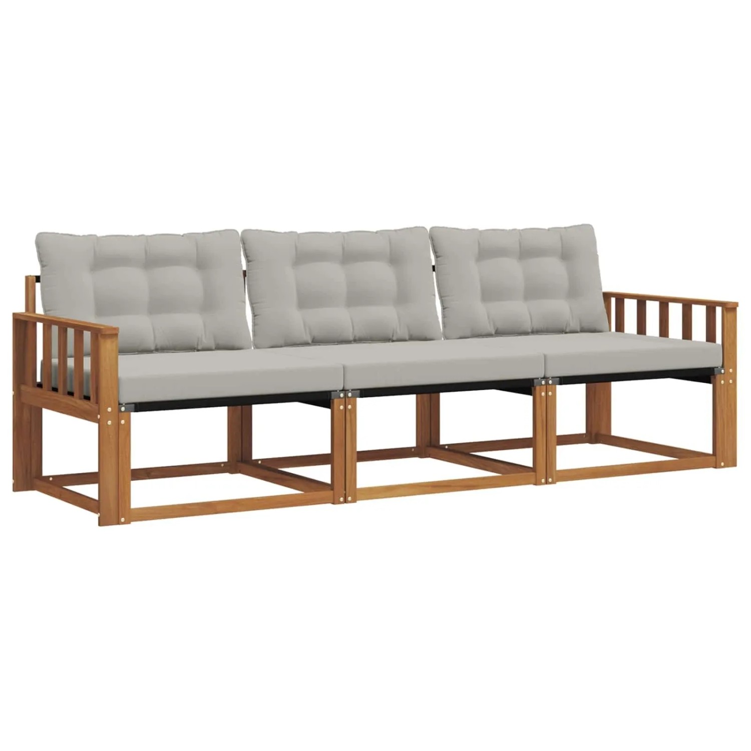 vidaXL Outdoor-Sofagarnitur mit Kissen 3-Tlg Natur und Hellgrau 3369142