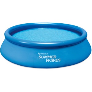 Blauer Summer Waves Quick-Up Pool, 366x76 cm, mit Wasser gefüllt.