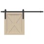 vidaXL Schiebetürbeschlag Set 91cm, Karbonstahl, für Schranktüren. Schwarz, max. 25kg Traglast.